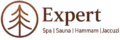 Logo Expert Spa avec arbre stylisé et texte "Expert" en brun foncé.